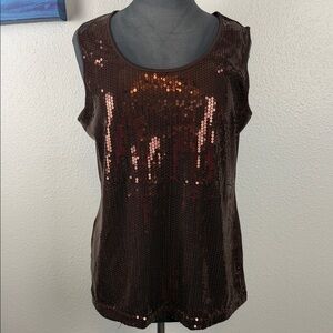 Elementz Brown Sequin Scoop Neck Tank Top